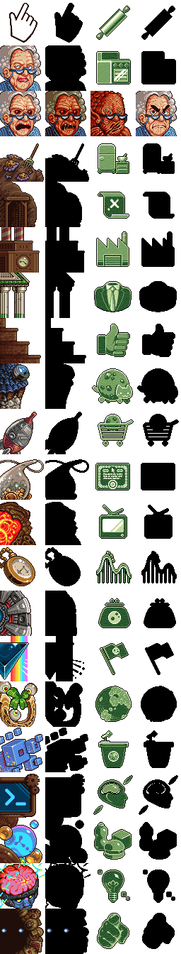 Cookie Clicker buildings - cursors, grandmas, farms, factories and more